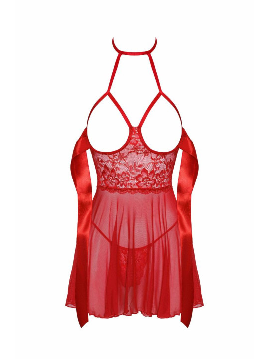 Sexy Kiss 247 babydoll et ruban de satin - Rouge