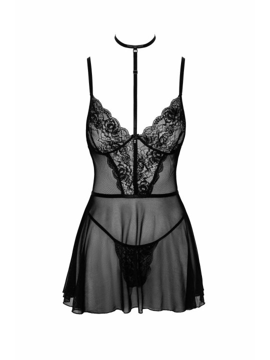 First Kiss 249 babydoll et collier - noire