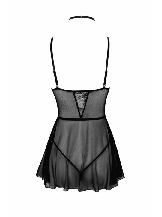 First Kiss 249 babydoll et collier - noire
