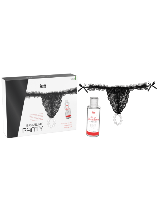 Black brazilian panty - String et lubrifiant