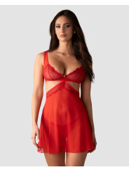 Cupide Desir babydoll et String - Rouge