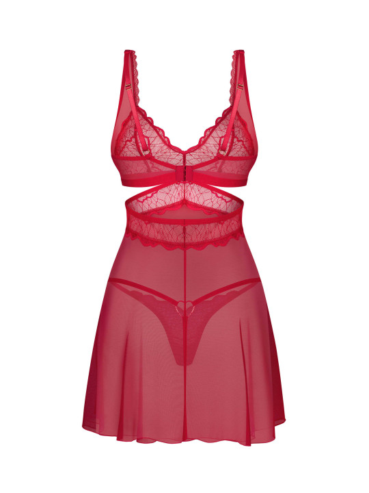 Cupide Desir babydoll et String - Rouge