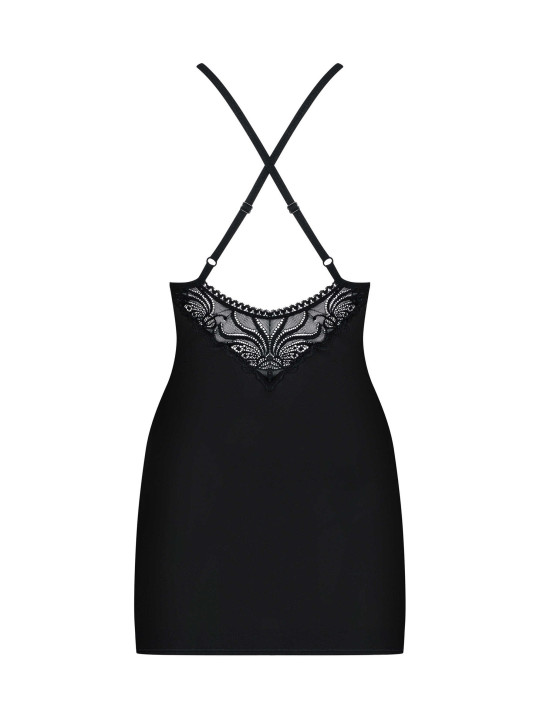 828-CHE-1 Nuisette et String - Noir