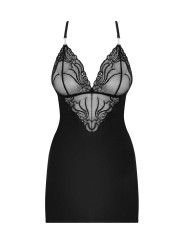 828-CHE-1 Nuisette et String - Noir