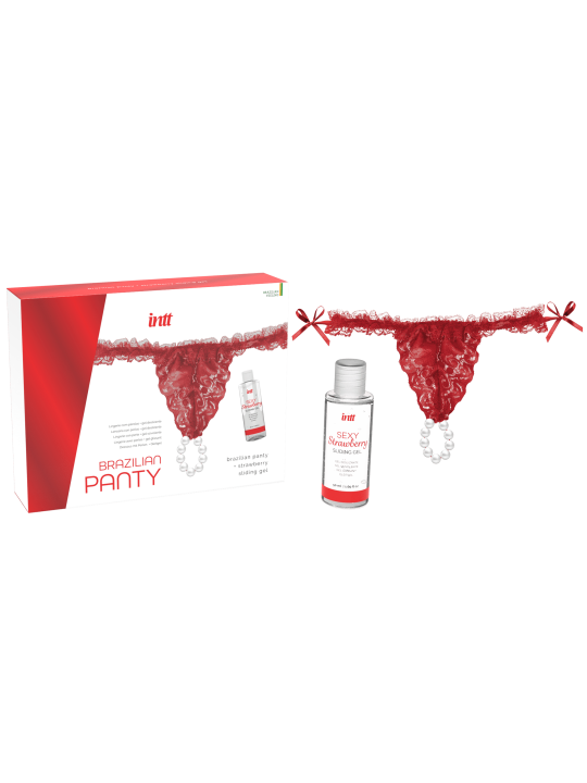 Red brazilian panty - String et lubrifiant