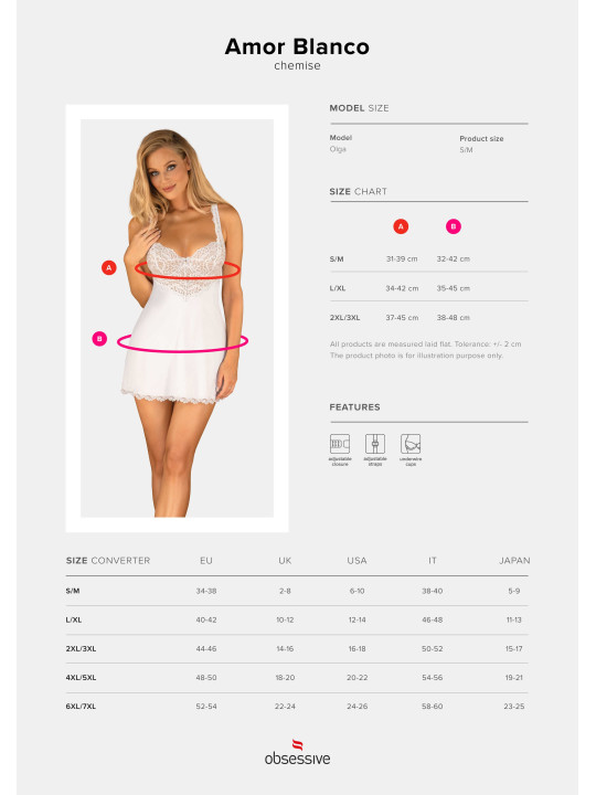 Amor Blanco Nuisette et string - Blanc