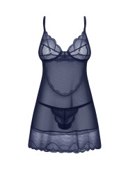Nightly Blue nuisette et string - Bleu