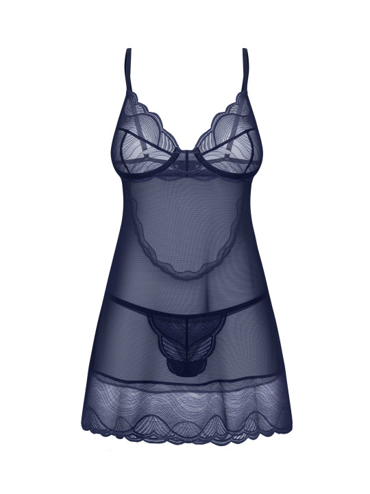 Nightly Blue nuisette et string - Bleu