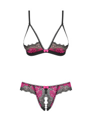 Tulia Ensemble ouvert 2 pcs - Noir et Fuchsia