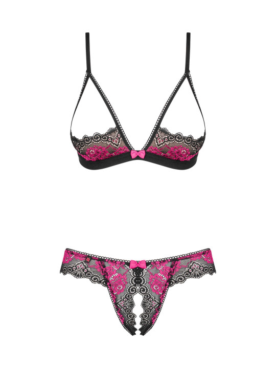 Tulia Ensemble ouvert 2 pcs - Noir et Fuchsia