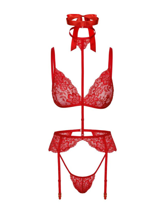 Bondage 243 ensemble lingerie 5 pièces - rouge