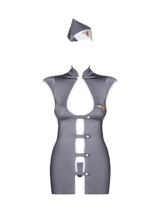 Stewardess Costume 3 pcs - Gris