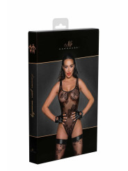 F242 Tulle body avec broderie flock à motifs