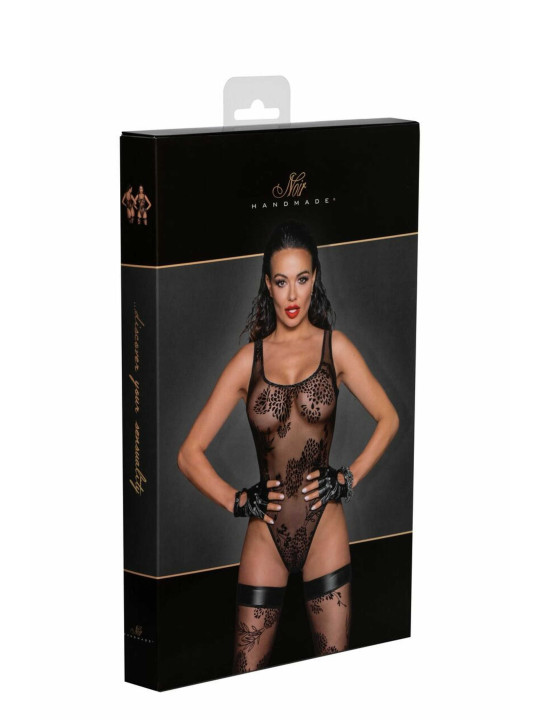 F242 Tulle body avec broderie flock à motifs