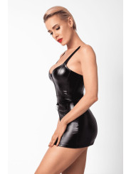 F320 Starlet - Mini-robe à effet mouillé avec ceinture à anneaux