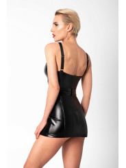 F320 Starlet - Mini-robe à effet mouillé avec ceinture à anneaux