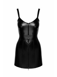 F320 Starlet - Mini-robe à effet mouillé avec ceinture à anneaux