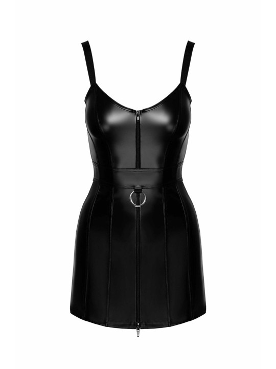 F320 Starlet - Mini-robe à effet mouillé avec ceinture à anneaux