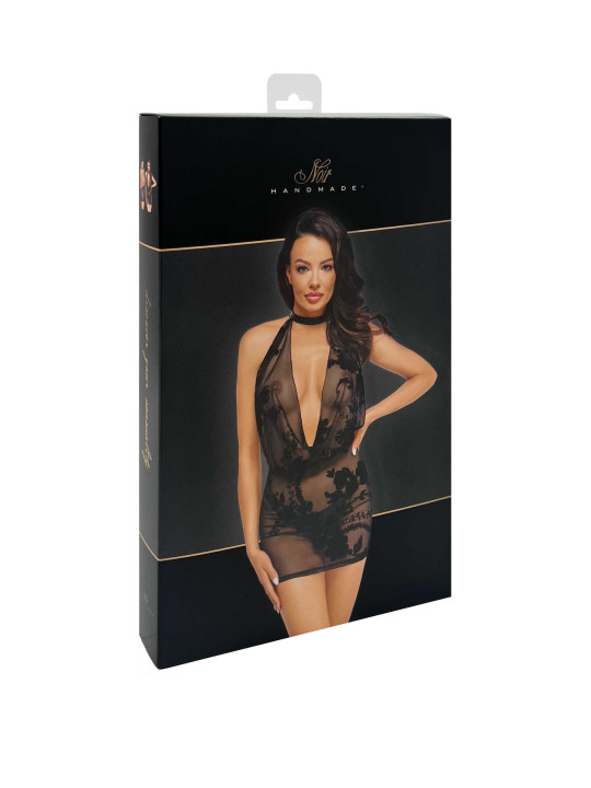 F313 Mythos mini robe en maille floquée avec bijou chaîne en strass