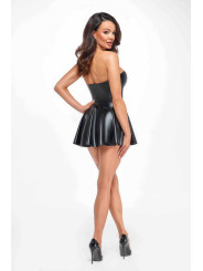 F308 Dreamer Mini robe corset wetlook avec fermeture éclair sur le devant