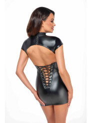 F309 Mini robe fantaisie wetlook avec laçage au dos