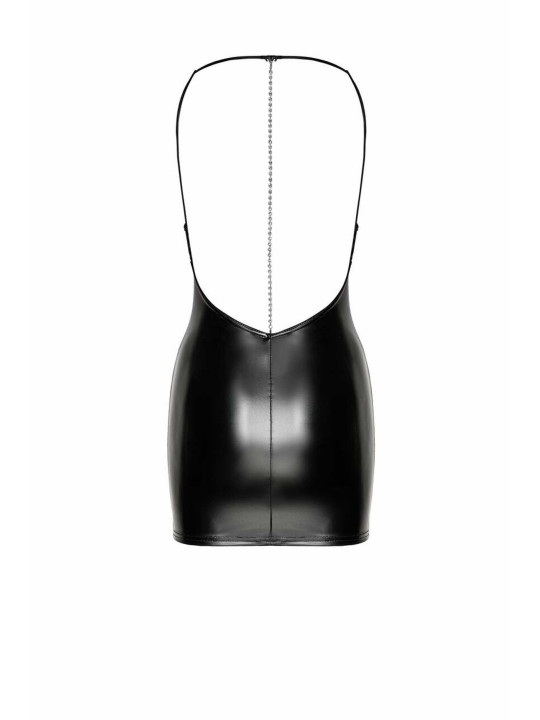 F307 Mirage Mini robe wetlook avec bijou chaîne en strass