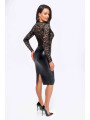 F295 Euphoria Robe midi en dentelle et wetlook