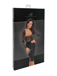 F295 Euphoria Robe midi en dentelle et wetlook