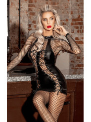 F291 Robe en Powerwetlook avec double laçage sur le devant