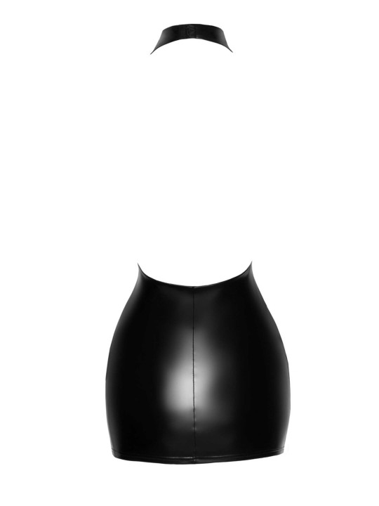 F255 Mini-robe dos nu en Powerwetlook avec encolure enveloppante