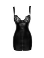 F254 Mini-robe Powerwetlook avec poitrine en dentelle et fermeture éclair à 2 sens