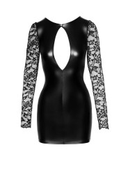 F253 Robe courte en Powerwetlook avec manches en dentelle