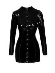 F246 Robe courte en PVC fermée sur le devant par des fermoirs dorés