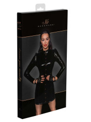 F246 Robe courte en PVC fermée sur le devant par des fermoirs dorés