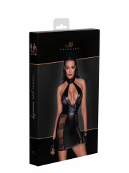 F238 Robe courte en tulle, empiècements en Powerwetlook et fermeture de corset