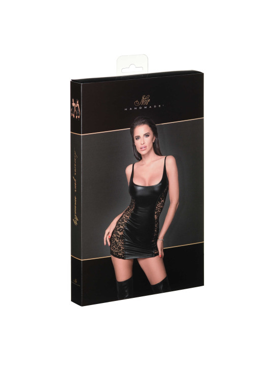 F229 Robe en Powerwetlook avec empiècements en dentelle