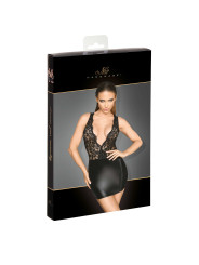 F214 Mini-robe en dentelle et Powerwetlook avec décolleté profond dans le dos