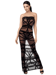 F358 Bondesque Opera Robe longue épaule décolletée