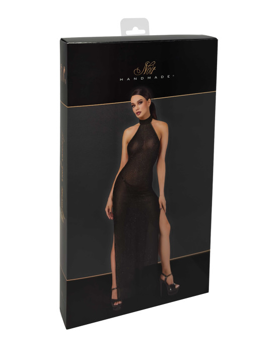 F372 Onyx Robe longue à deux fentes