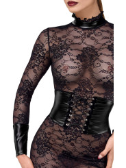 F375 Noirelle Robe corset mi-longue en dentelle
