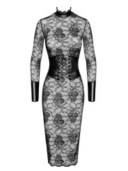 F375 Noirelle Robe corset mi-longue en dentelle