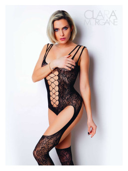 Le numéro 9 bodystocking Clara Morgane - Noir
