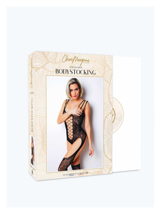 Le numéro 9 bodystocking Clara Morgane - Noir