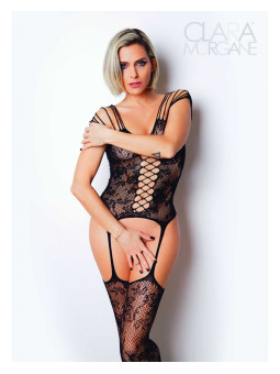 Le numéro 10 bodystocking Clara Morgane - Noir