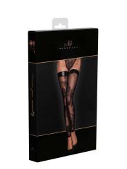 F243 Bas en tulle avec broderie flock à motifs