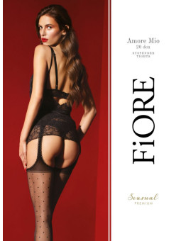 Amore Mio Bas jarretelles 20 DEN -  Noir - Qualité premium