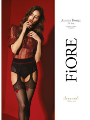 Amour Rouge Bas jarretelles 20 DEN - Noir et Rouge - Qualité premium