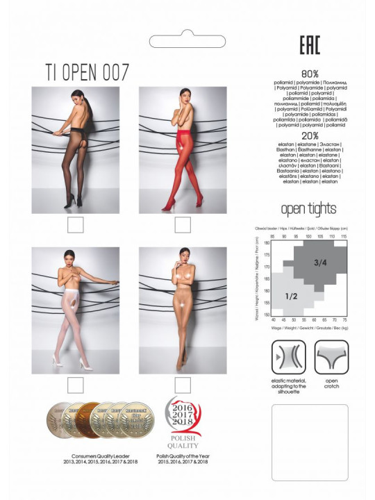 TI007R Collants ouverts 20 DEN - Rouge