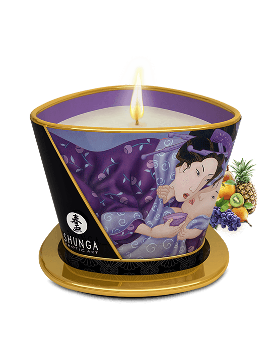 Bougie de massage lueur et caresses - Libido Fruits exotiques