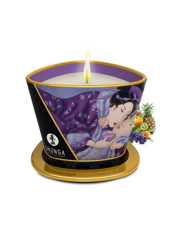 Bougie de massage lueur et caresses - Libido Fruits exotiques